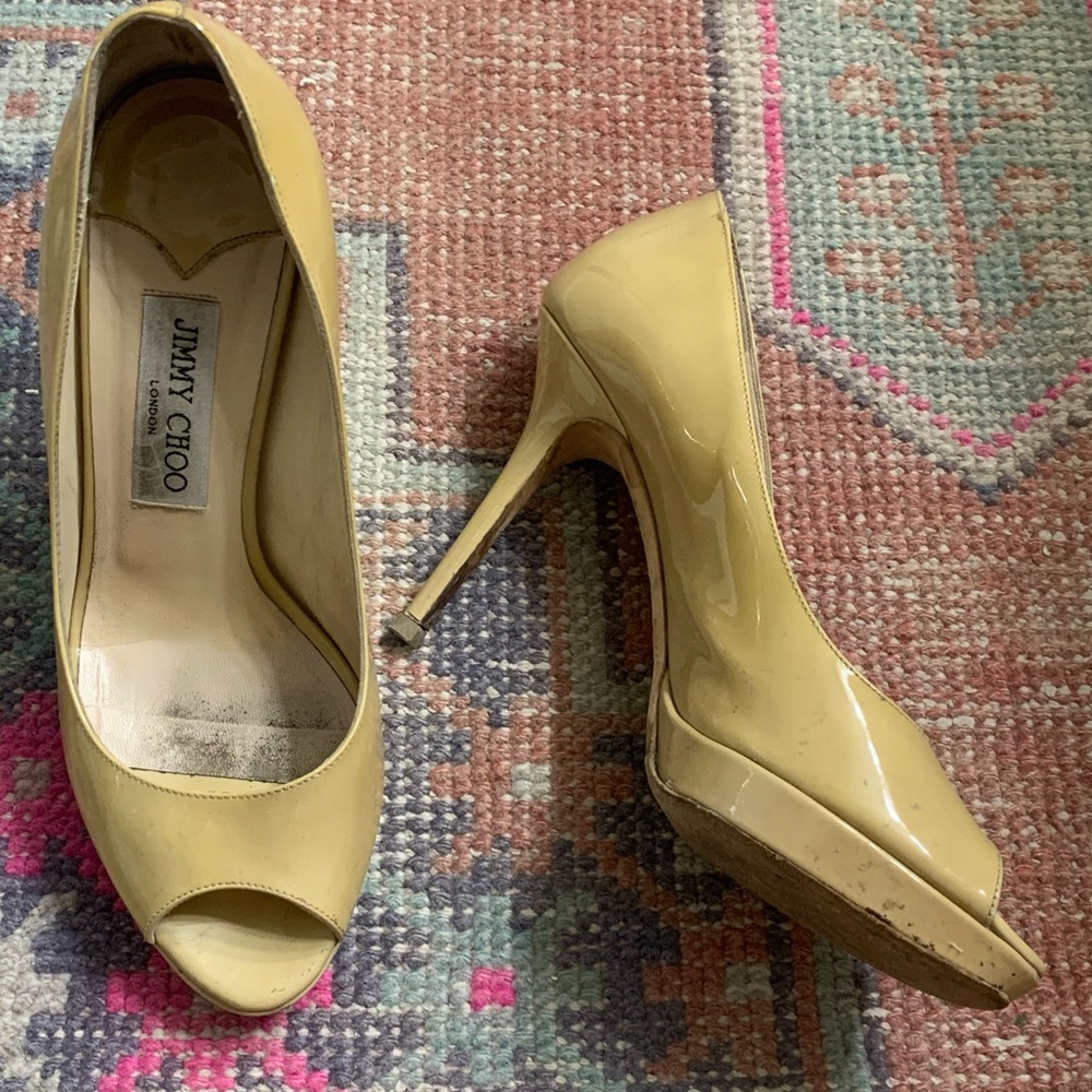 Jimmy Choo Nude Patent Leather Pumps